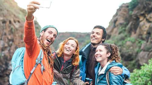 group of four people hiking | high point dentist